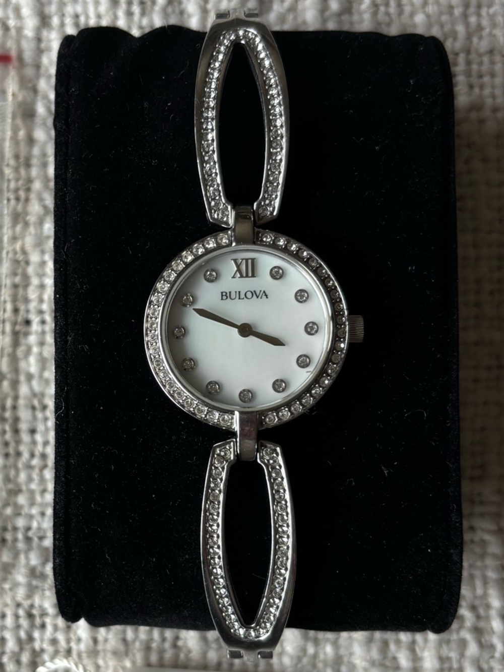 Bulova mother of pearl crystal watch